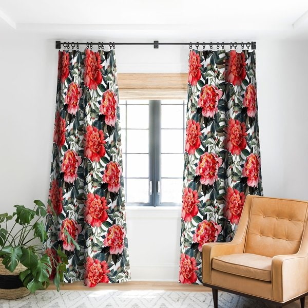 curtains with red floral print curtains with red floral print