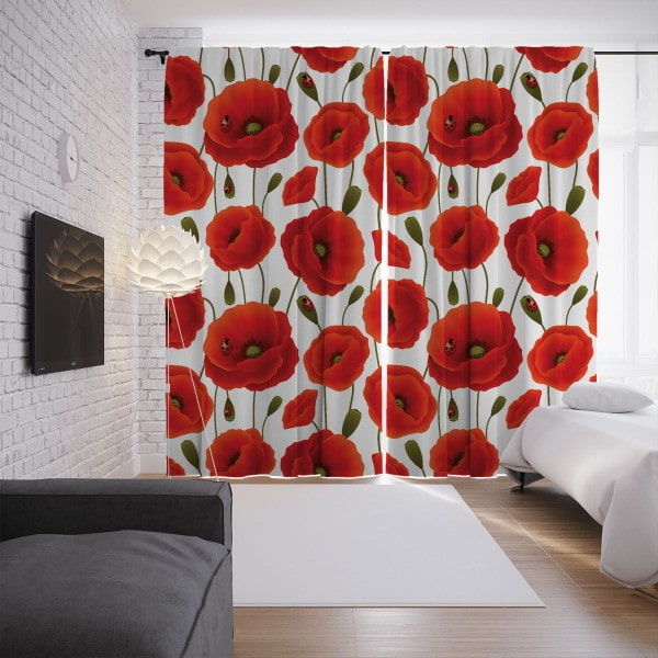 curtains with poppies in the interior curtains with poppies in the interior