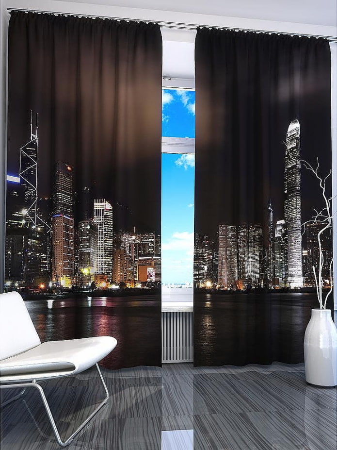 photocurtains with the image of the city