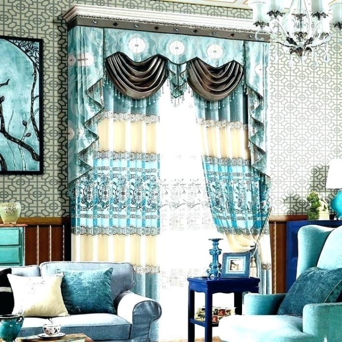 bright lambrequin in the living room