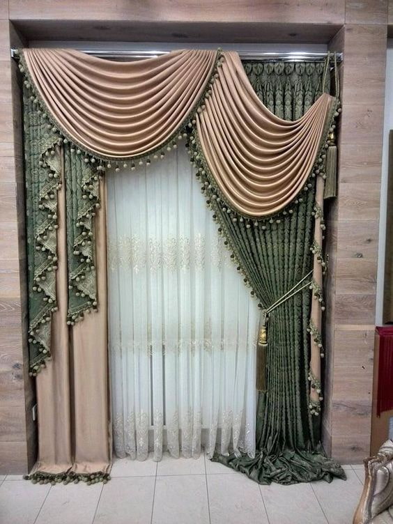 ornate lambrequin on one side