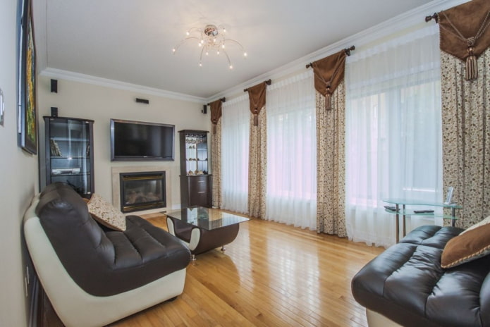 brown lambrequin with a brush