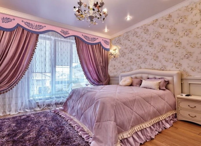 felt lambrequin in the interior of the bedroom felt lambrequin in the interior of the bedroom