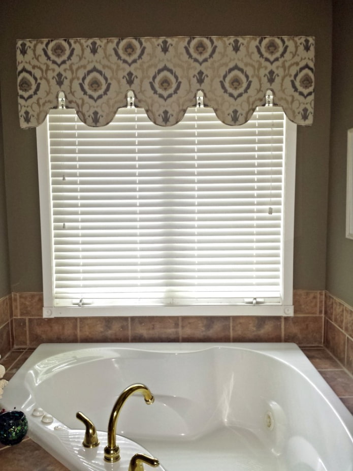 hard lambrequin with blinds in the interior hard lambrequin with blinds in the interior