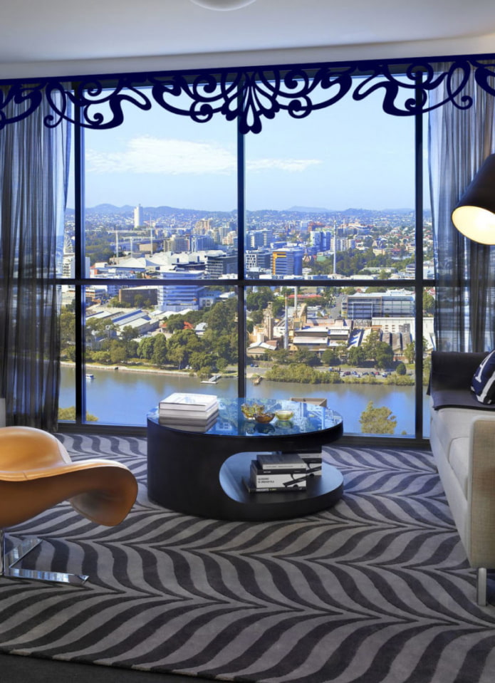 openwork lambrequin in the interior of the living room openwork lambrequin in the interior of the living room