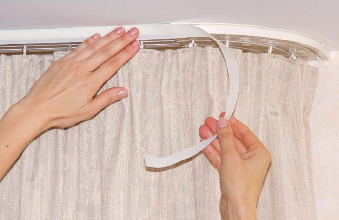 fastening the tape to the cornice fastening the tape to the cornice