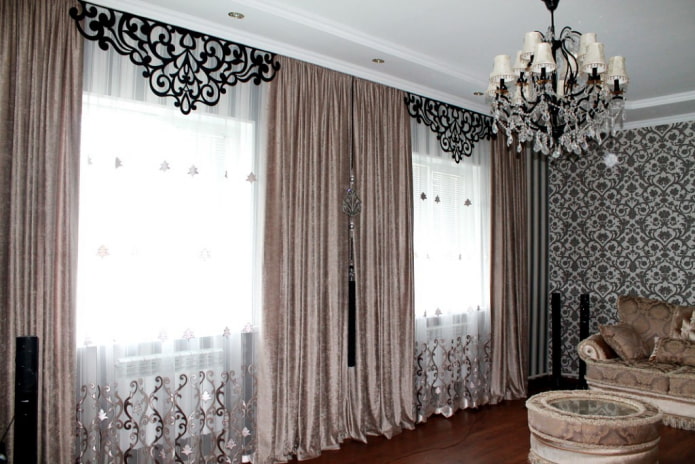 curly lambrequin in black in the interior curly lambrequin in black in the interior