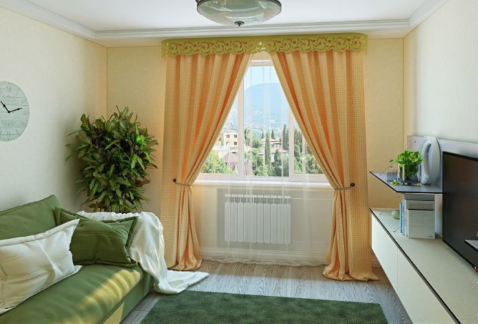 green curly lambrequin in the interior green curly lambrequin in the interior