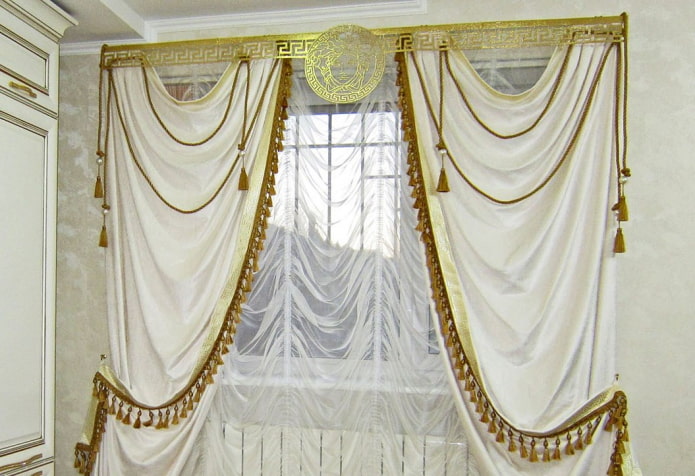 curly lambrequin of gold color curly lambrequin of gold color