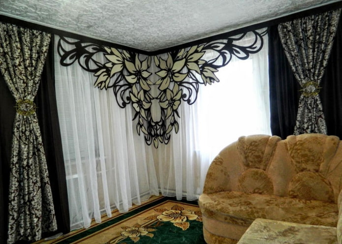 curly lambrequins on corner windows curly lambrequins on corner windows