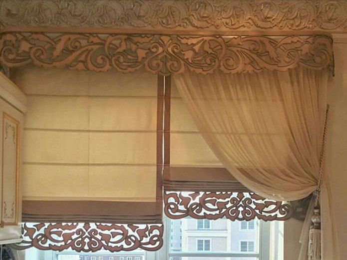 curly lambrequin with roman shades curly lambrequin with roman shades