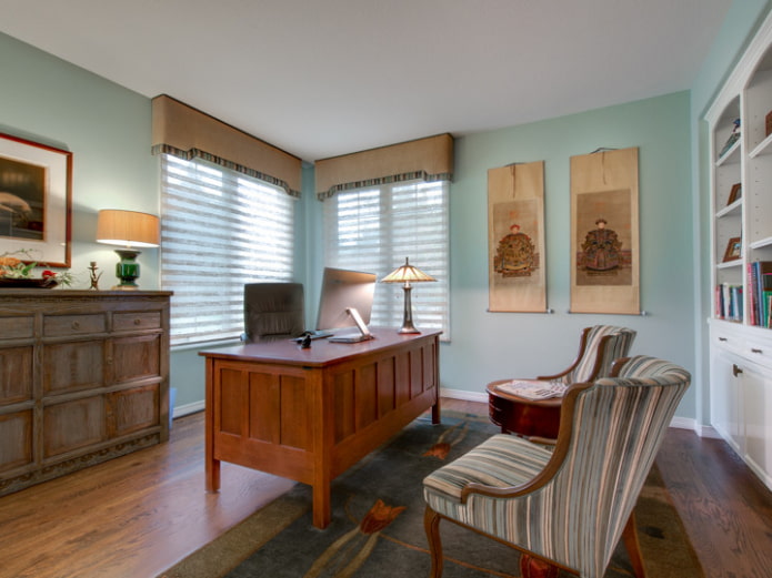 lambrequins in the interior of the office