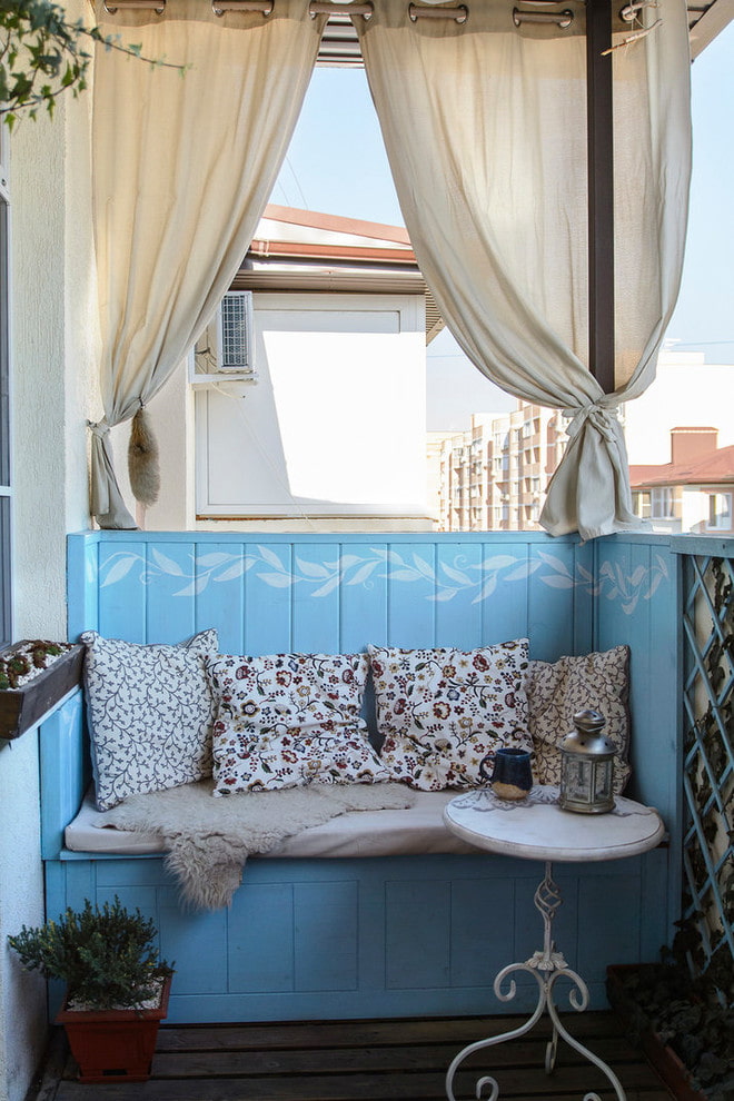 beige curtains on the balcony