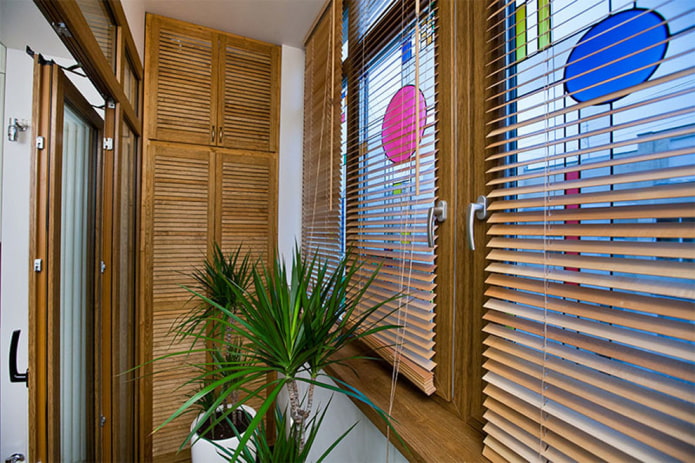 wooden slats on the loggia wooden slats on the loggia