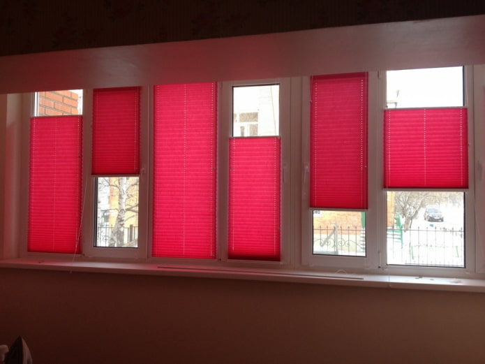 red pleated blinds on the loggia red pleated blinds on the loggia