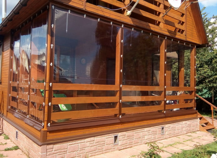 PVC plastic sheets on the veranda