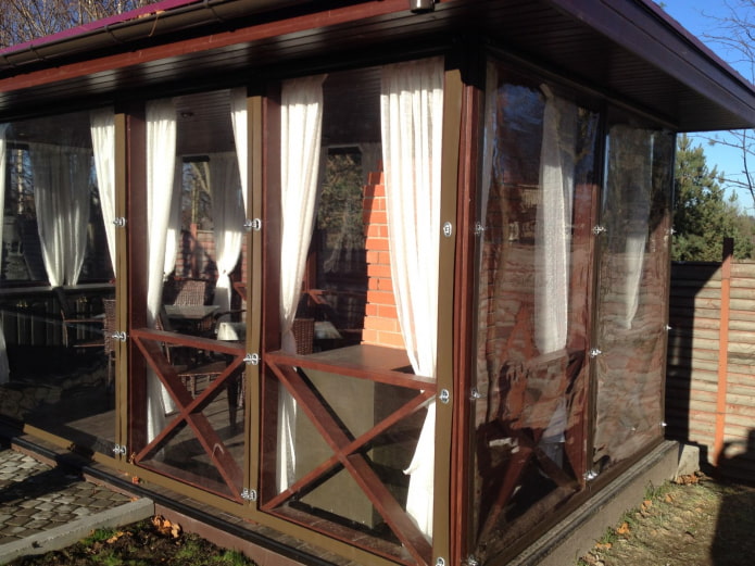 PVC plastic sheets on the veranda