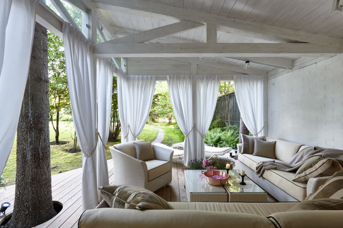 classic curtains on the terrace
