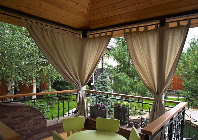 fabric curtains on the veranda