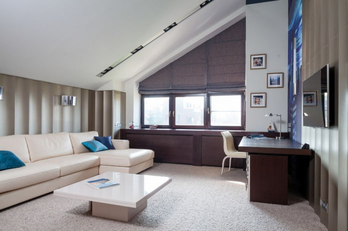 roof window with roman blinds