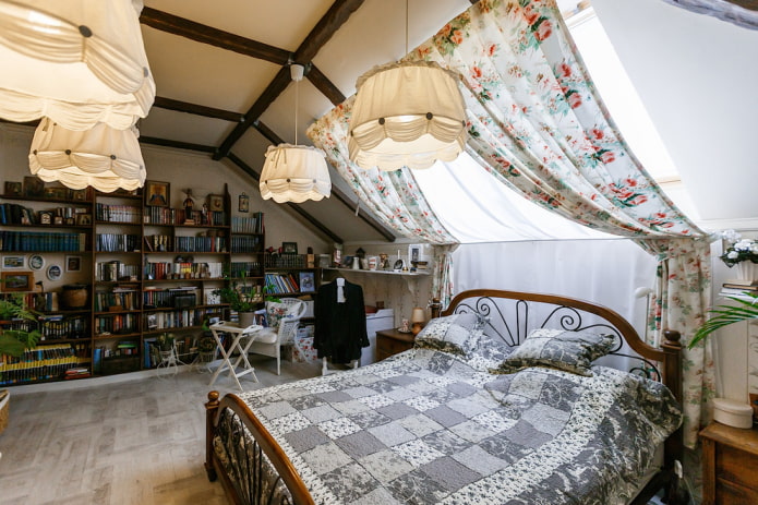 floral print curtains on the roof window