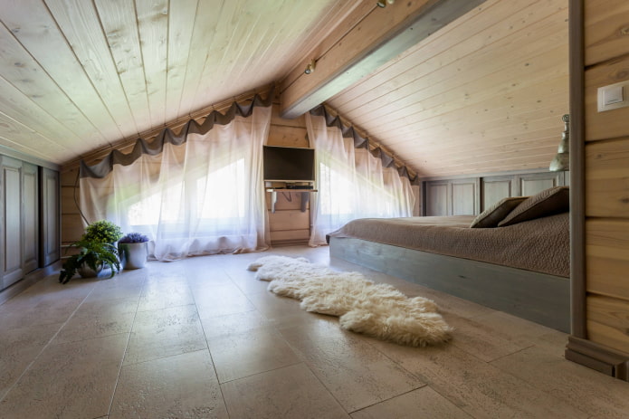 roof windows with curtains on hooks