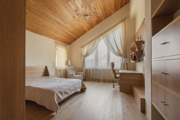 beige curtains on the roof window