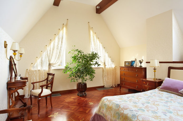 curtains on a triangular window