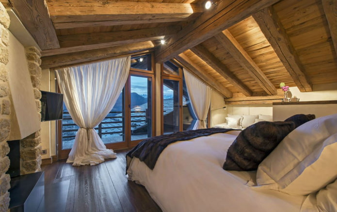 chalet style skylights with curtains