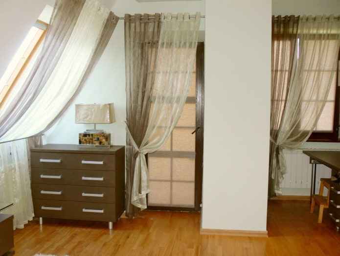 roof window with grommet curtains