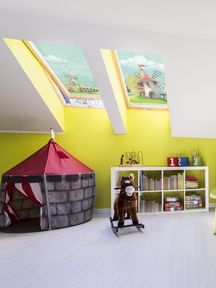 roller blinds with photo printing on roof windows