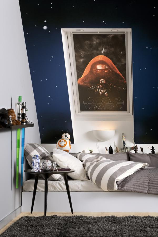 roller blinds with photo printing on the roof window