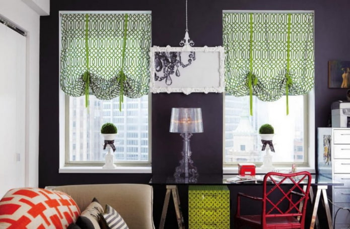 Austrian curtains with ribbons Austrian curtains with ribbons