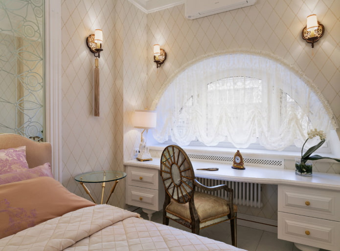 arched window decorated with Austrian curtains arched window decorated with Austrian curtains