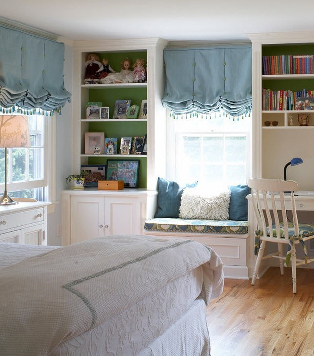 blue Austrian curtains in the interior blue Austrian curtains in the interior