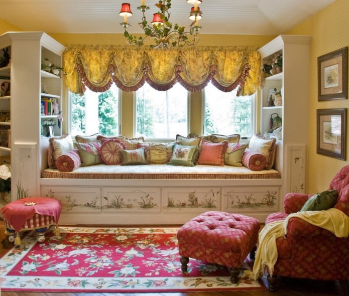 Austrian curtains in the interior in vintage style Austrian curtains in the interior in vintage style