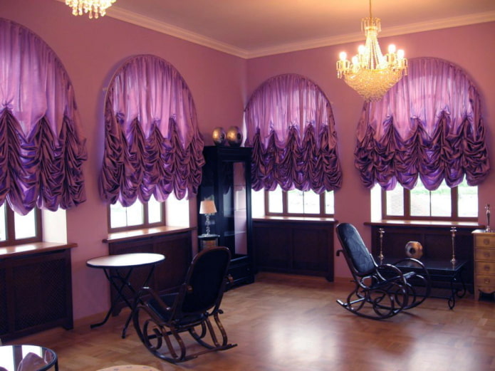 purple French curtains in the interior purple French curtains in the interior