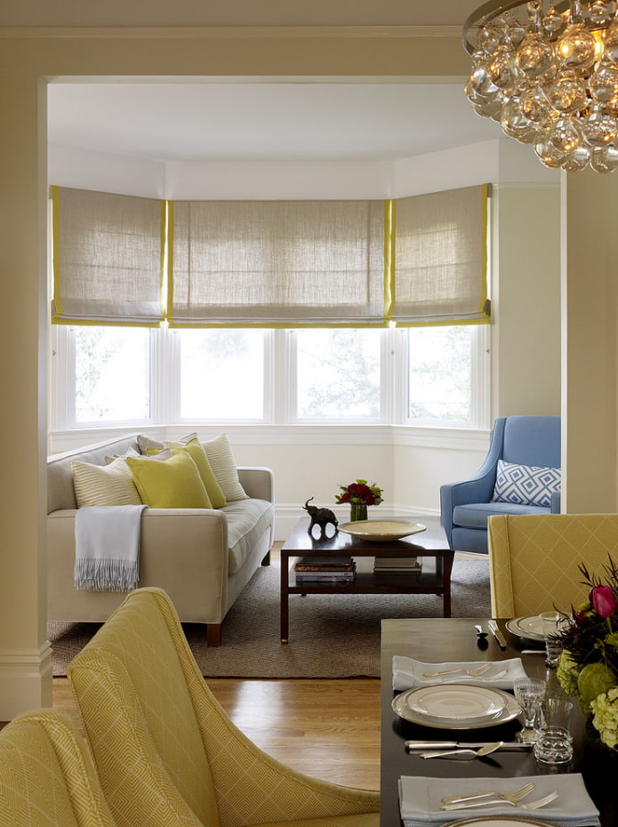 linen roman blinds in the interior