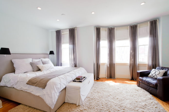 brown linen curtains in the bedroom
