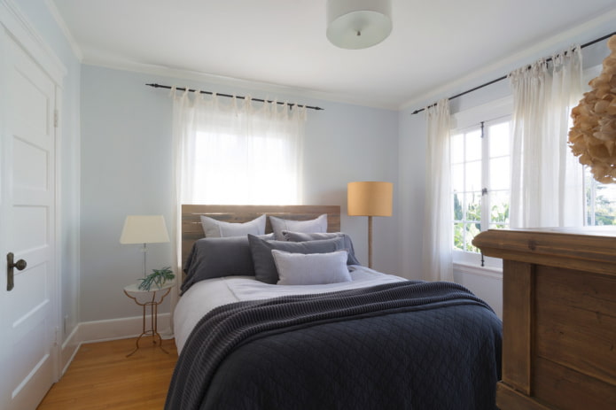 white linen curtains in the bedroom