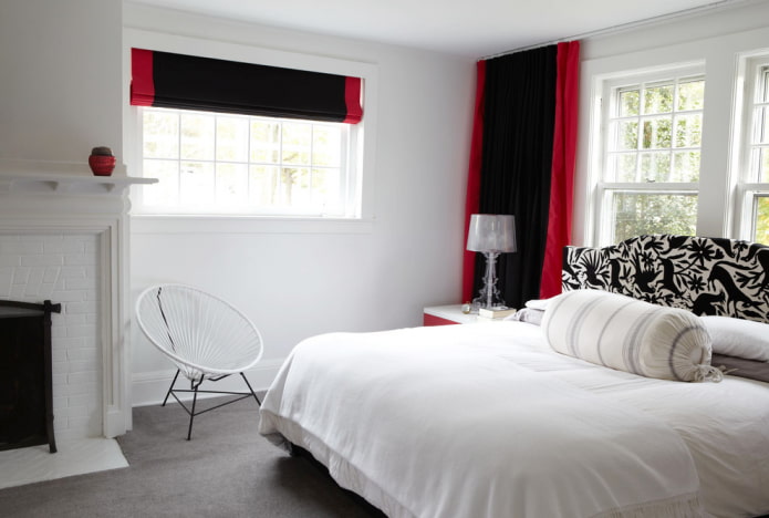 combination of red and black on the curtains in the bedroom combination of red and black on the curtains in the bedroom