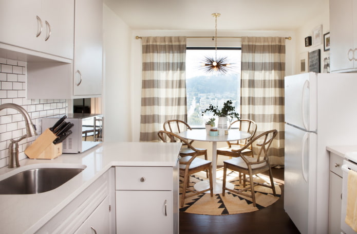 two-tone curtains in the interior of the kitchen two-tone curtains in the interior of the kitchen