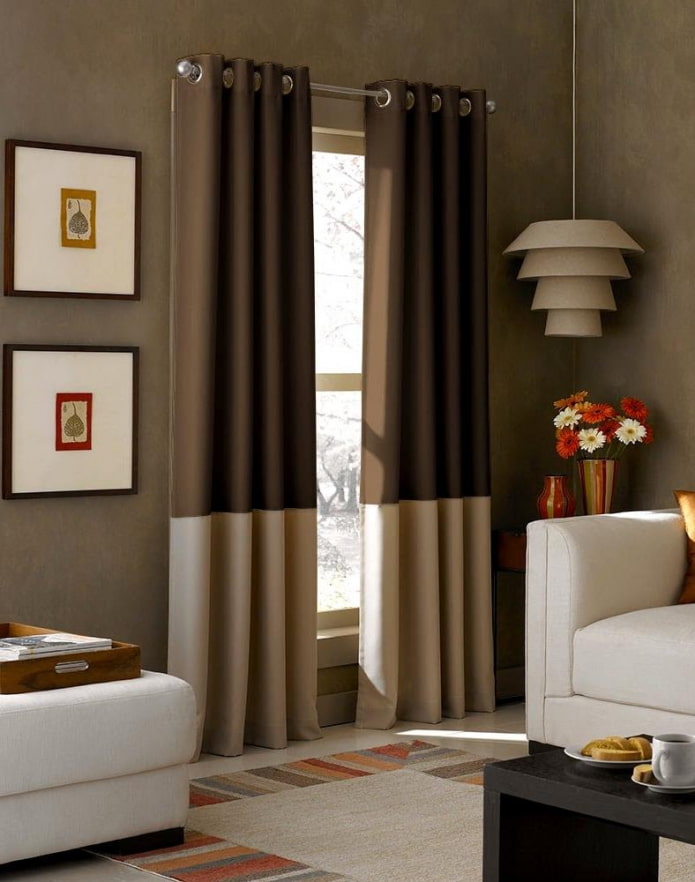 combination of beige and brown on the curtains combination of beige and brown on the curtains