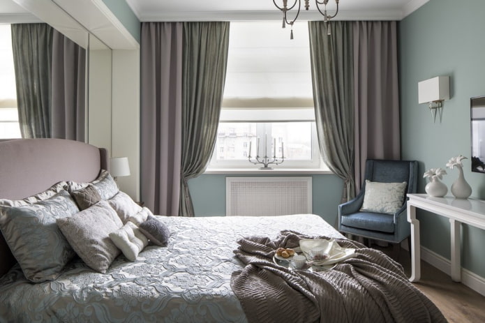combination of gray and lilac on the curtains in the bedroom combination of gray and lilac on the curtains in the bedroom