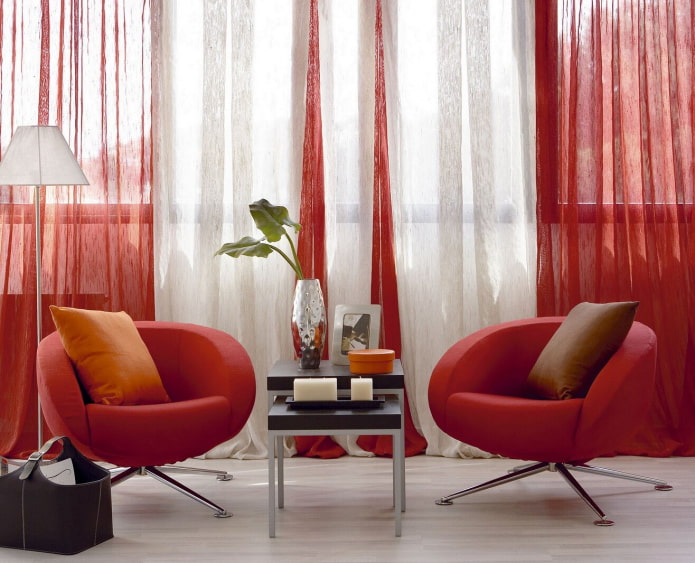 combination of white and red on curtains in the interior combination of white and red on curtains in the interior