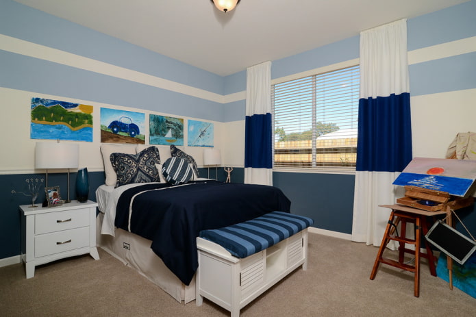 two-tone curtains in the interior of the bedroom two-tone curtains in the interior of the bedroom