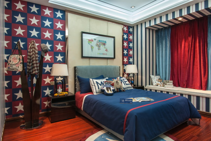 short two-tone curtains in the interior short two-tone curtains in the interior