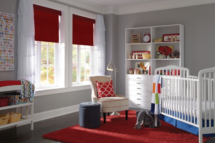 red roller shutters in the nursery