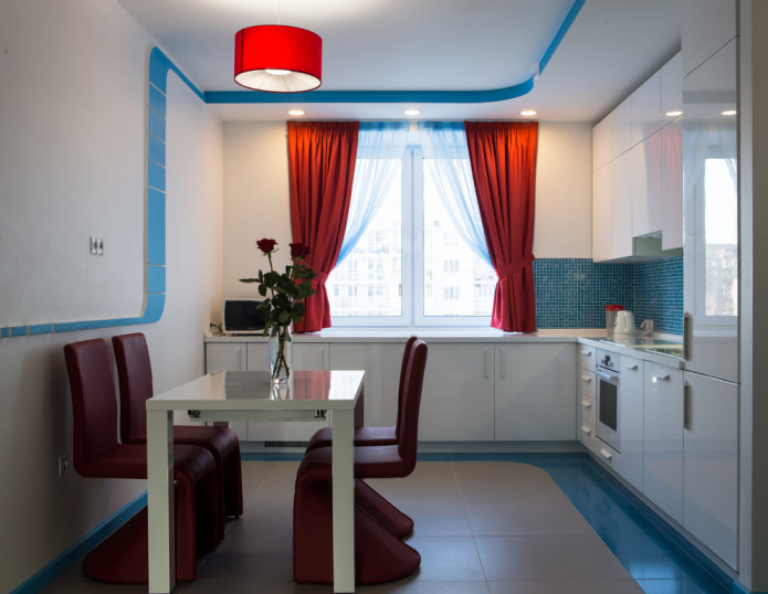 red short curtains in the interior red short curtains in the interior