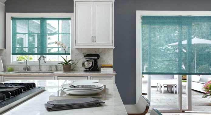 turquoise roller blind